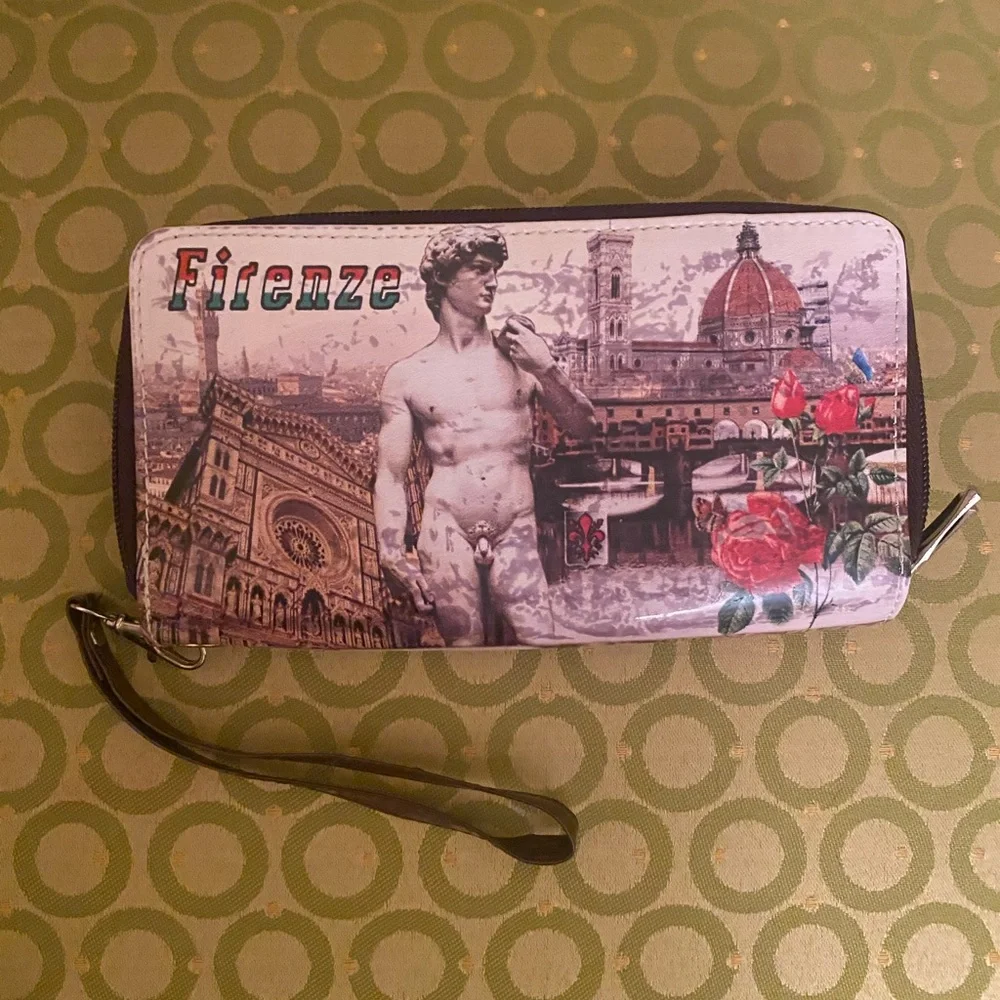 Firenze synthetic leather wallet with Michelangelo David